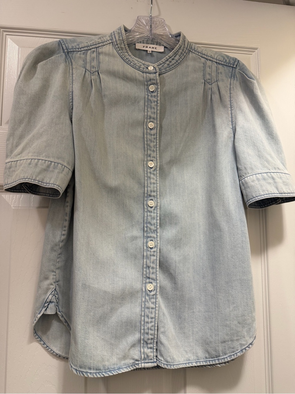 FRAME Light Blue Denim Button-Front Shirt
